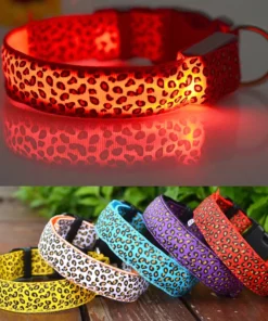 Adjustable LED Safety Nylon Leopard Dog Collar