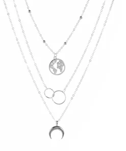 Fashionable Multilayer Boho Moon Map Necklace