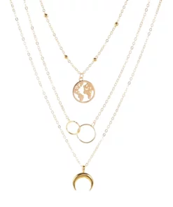 Fashionable Multilayer Boho Moon Map Necklace