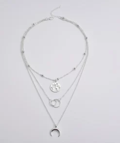 Fashionable Multilayer Boho Moon Map Necklace