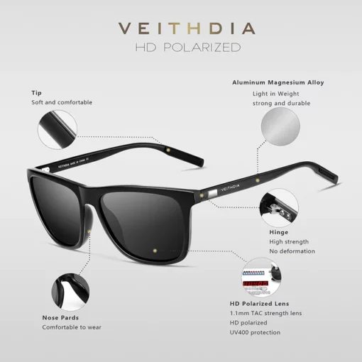Design polariserte solbriller for menn