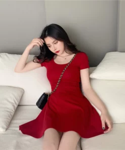 Fit & Flare Crossback Red Mini Dress