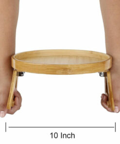 Bamboo Sofa Armrest Clip-On Round Tray