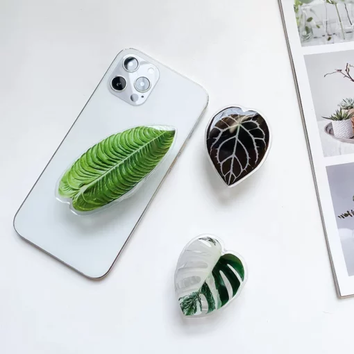 Suport drăguț pentru smartphone cu frunze verzi