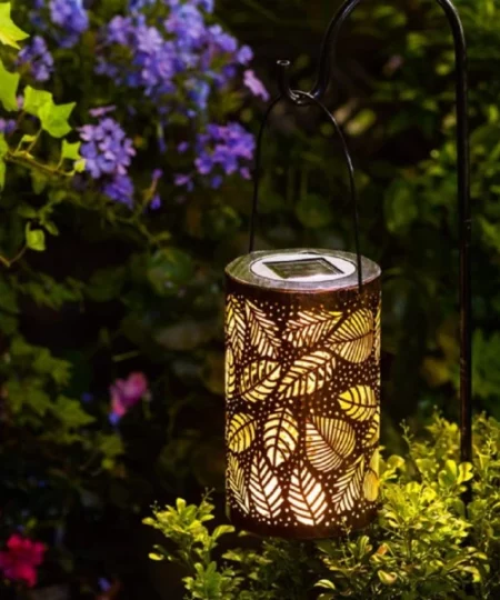 Solar-Powered Leaf Pattern Lantern Light