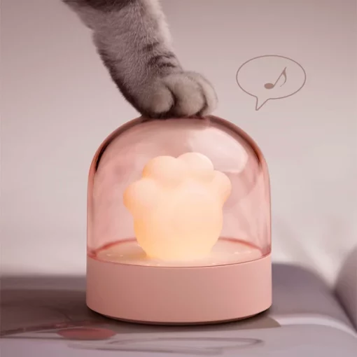 USB Chargeable Cat Paw Mużika Nursery Night Lamp