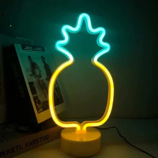 Неонско светло од ананас напојувано со USB