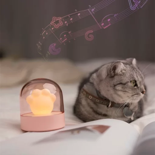 USB Chargeable Cat Paw Mużika Nursery Night Lamp