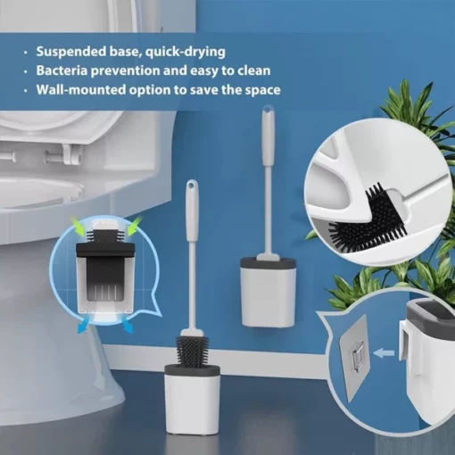 Revolucionāra elastīga silikona tualetes birste ar turētāju