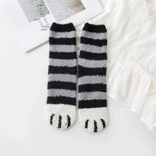 Söta Fuzzy Cat Claw Socks