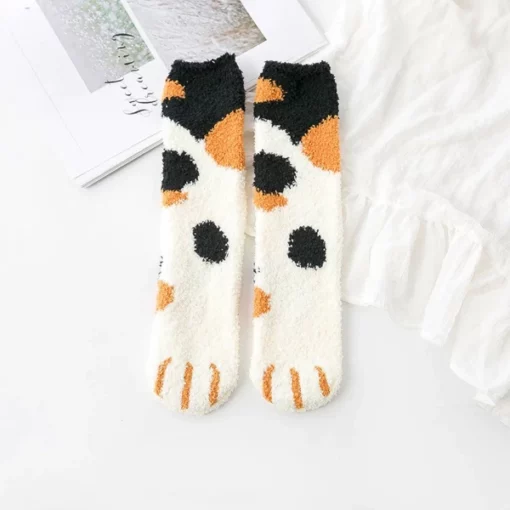 Söta Fuzzy Cat Claw Socks