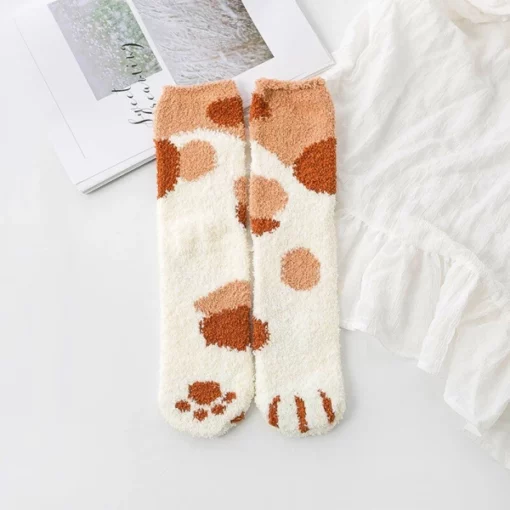 Χαριτωμένο Fuzzy Cat Claw κάλτσες