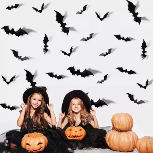 ស្ទិកឃ័រ DIY Haunted House Halloween Bat Stickers