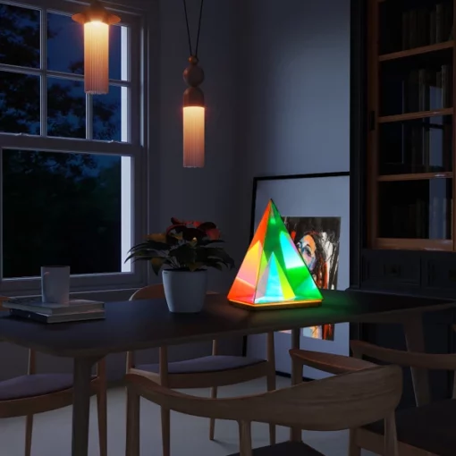 Lámpara de mesa LED de acrílico piramidal