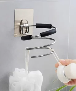No Drilling Adhesive Stainless Steel Hair Dryer Holder