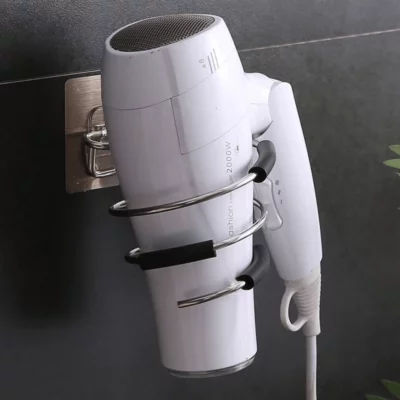 No Drilling Adhesive Stainless Steel Hair Dryer Holder