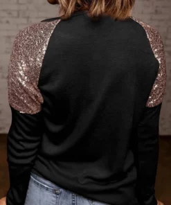 Glitter Sequin Long Sleeve Casual Top