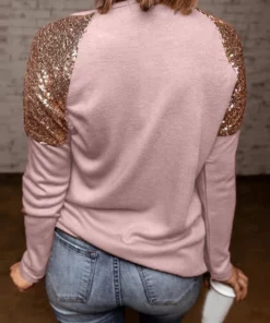 Glitter Sequin Long Sleeve Casual Top