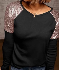Glitter Sequin Long Sleeve Casual Top