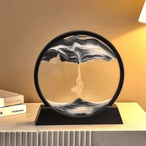 Bewegende sandkunsprente ronde glas 3D