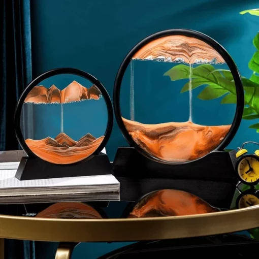 मूव्हिंग सँड आर्ट पिक्चर गोल ग्लास 3D