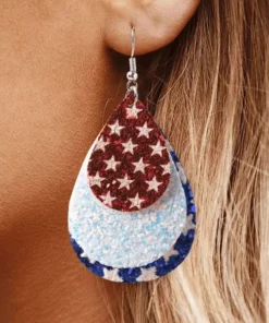 American Flag Multi-Layered Water Drop Earrings