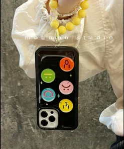Creative Flip Mirror Colorful Smiley Face Case Cover For iPhone