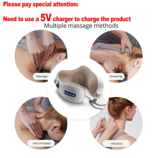 4-в-1 електрически масажор за врат с възглавница