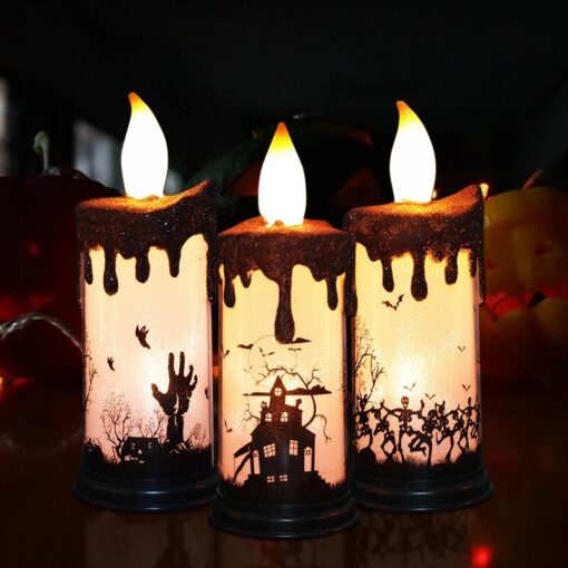 Halloweenský bezplamenný dýňový svícen