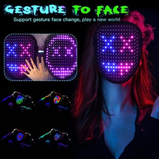 LED маска за почистване с жестове за Хелоуин с 50 модела
