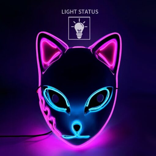 Masker Wajah Kucing LED Garis Bercahaya