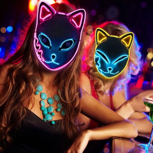 Topeng Muka Kucing LED Talian Bercahaya