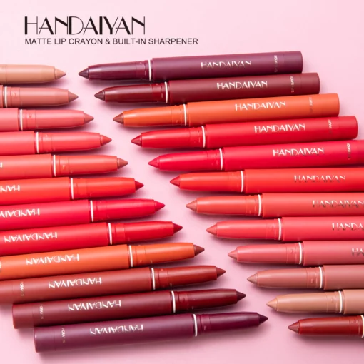12 boja HANDAIYAN Rotirajuće mat olovke za usne koje se mogu oštriti