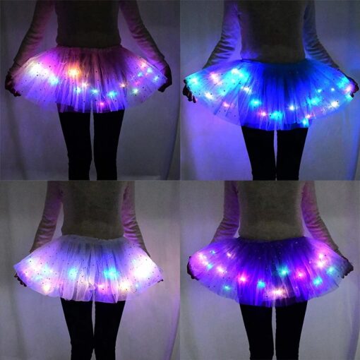LED Ntxhais fuabtais Halloween Shiny Skirt