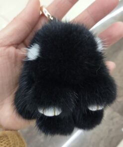 Handmade Real Mink Fur Jackalope Plush Keychain