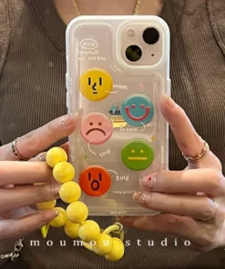 Creative Flip Mirror Colorful Smiley Face Case Cover For iPhone