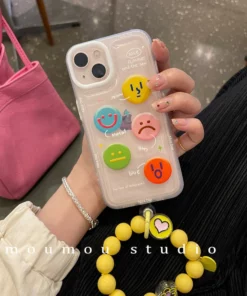 Creative Flip Mirror Colorful Smiley Face Case Cover For iPhone