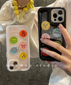 Creative Flip Mirror Colorful Smiley Face Case Cover For iPhone