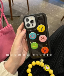 Creative Flip Mirror Colorful Smiley Face Case Cover For iPhone