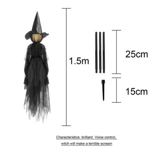 Pagkontrol sa Tingog sa Halloween Witch Dekorasyon nga Kahayag Set