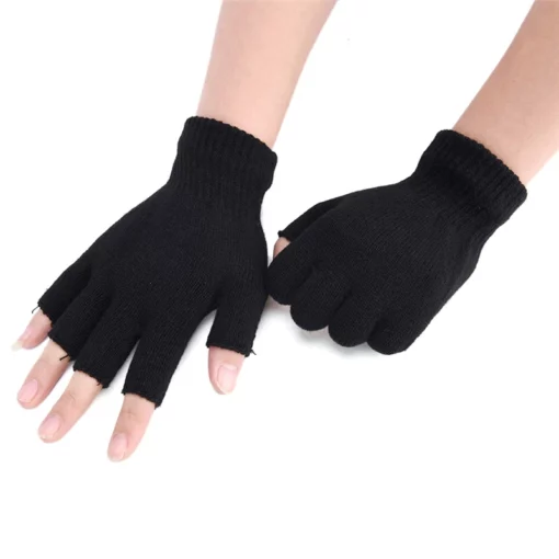 Black Half Finger less Gloves
