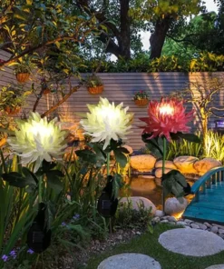 Spring Artificial Chrysanthemum Solar Garden Stake Led