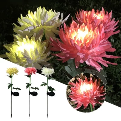 Spring Artificial Chrysanthemum Solar Garden Stake Led