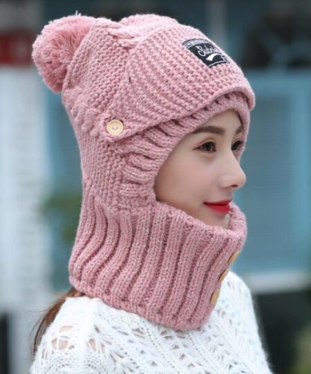 2-in-1 Mask Scarf Knitted Hat