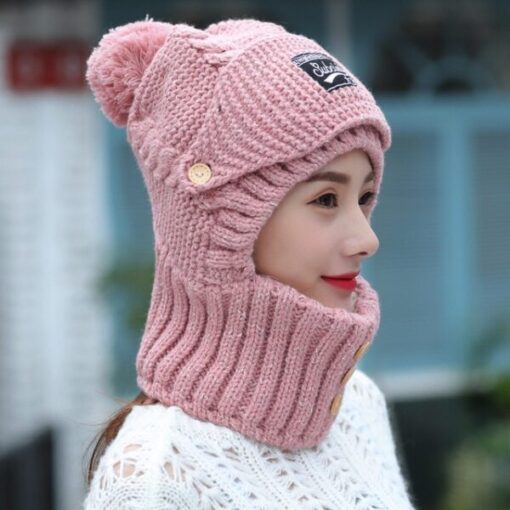 2-in-1 Mask Scarf Knitted Hat
