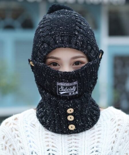2-in-1 Mask Scarf Knitted Hat