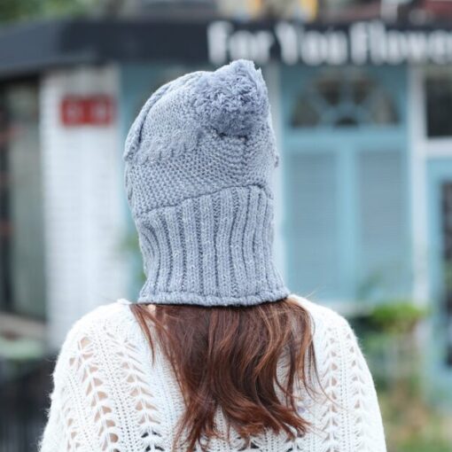 2-hauv-1 Mask Scarf Knitted Hat