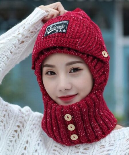 2-in-1 Mask Scarf Knitted Hat