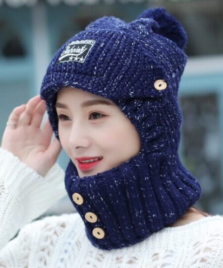 2-in-1 Mask Scarf Knitted Hat