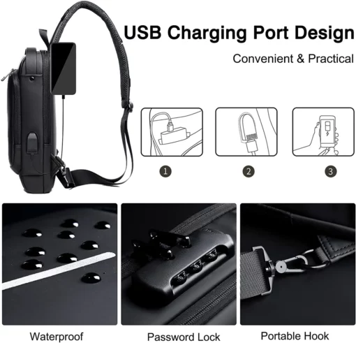 USB Sling Anti Kecurian Beg galas kalis air